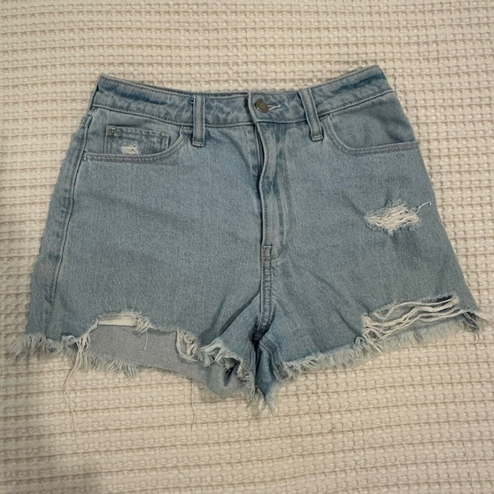 Blue Denim high rise distressed shorts, Hollister, sz 25, womens/girls